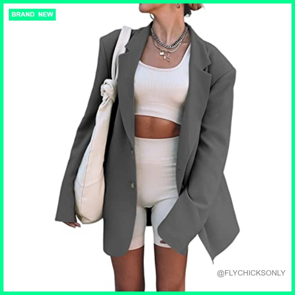 Polyester Viscose Elastane Lapel Blazer Open Fron… - image 2